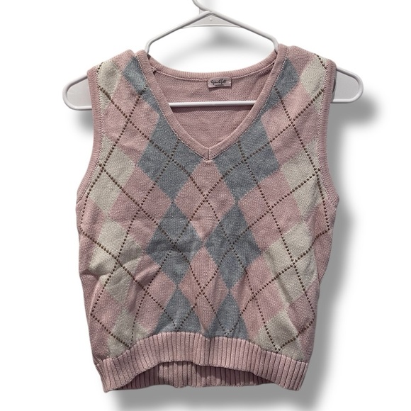 Brandy Melville Sweaters - Brandy Melville Pastel Pink & Blue Argyle Sweater Vest Y2K Easter Coquette Fairy